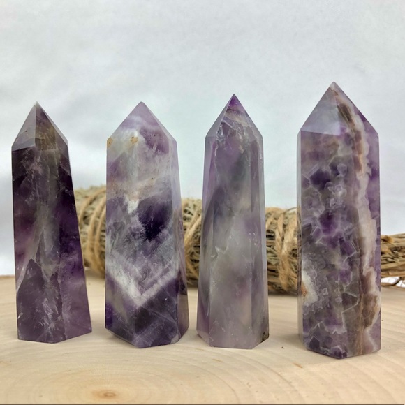 Dream Amethyst Stone Healing Crystal Pyramid Tower Wand Point Obelisk Rock - Picture 5 of 9